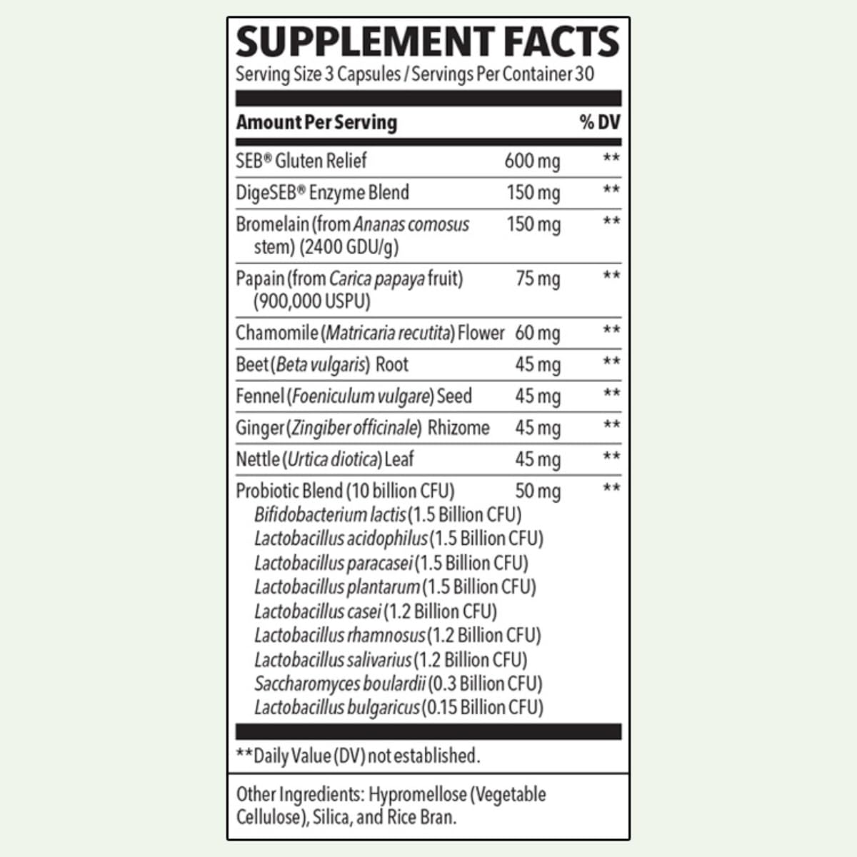 Digestivi-T product label with ingredients