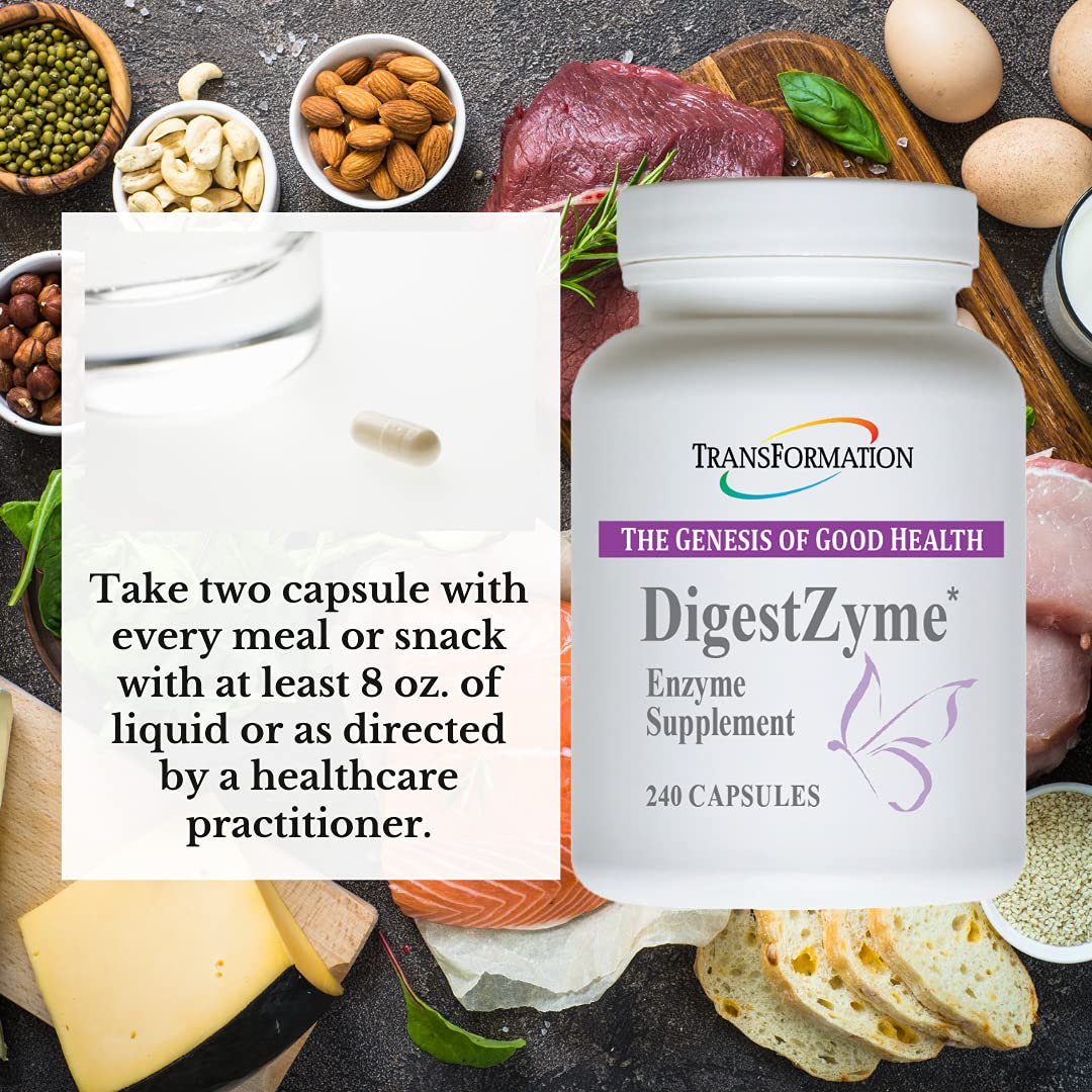 Full digestive support with enzymes breaking down proteins, carbs, fats and fibers