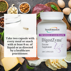Full digestive support with enzymes breaking down proteins, carbs, fats and fibers