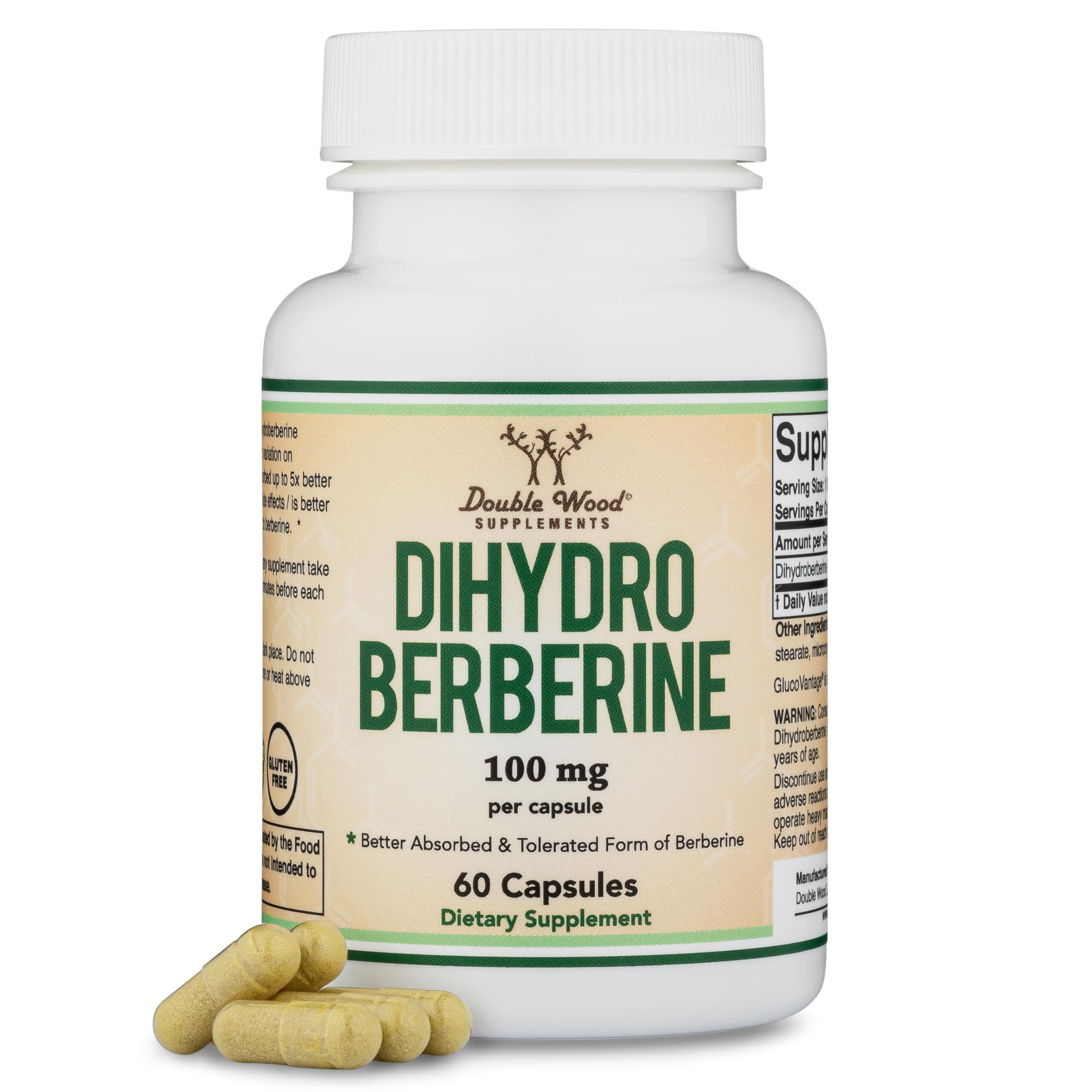 Front view of Dihydroberberine 100mg 60 capsules bottle