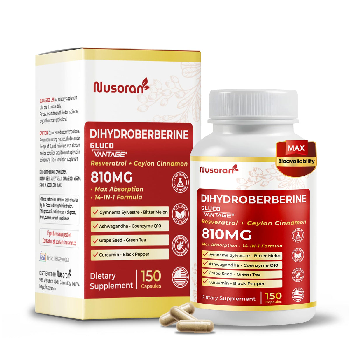 Dihydroberberine GlucoVantage packaging label close-up