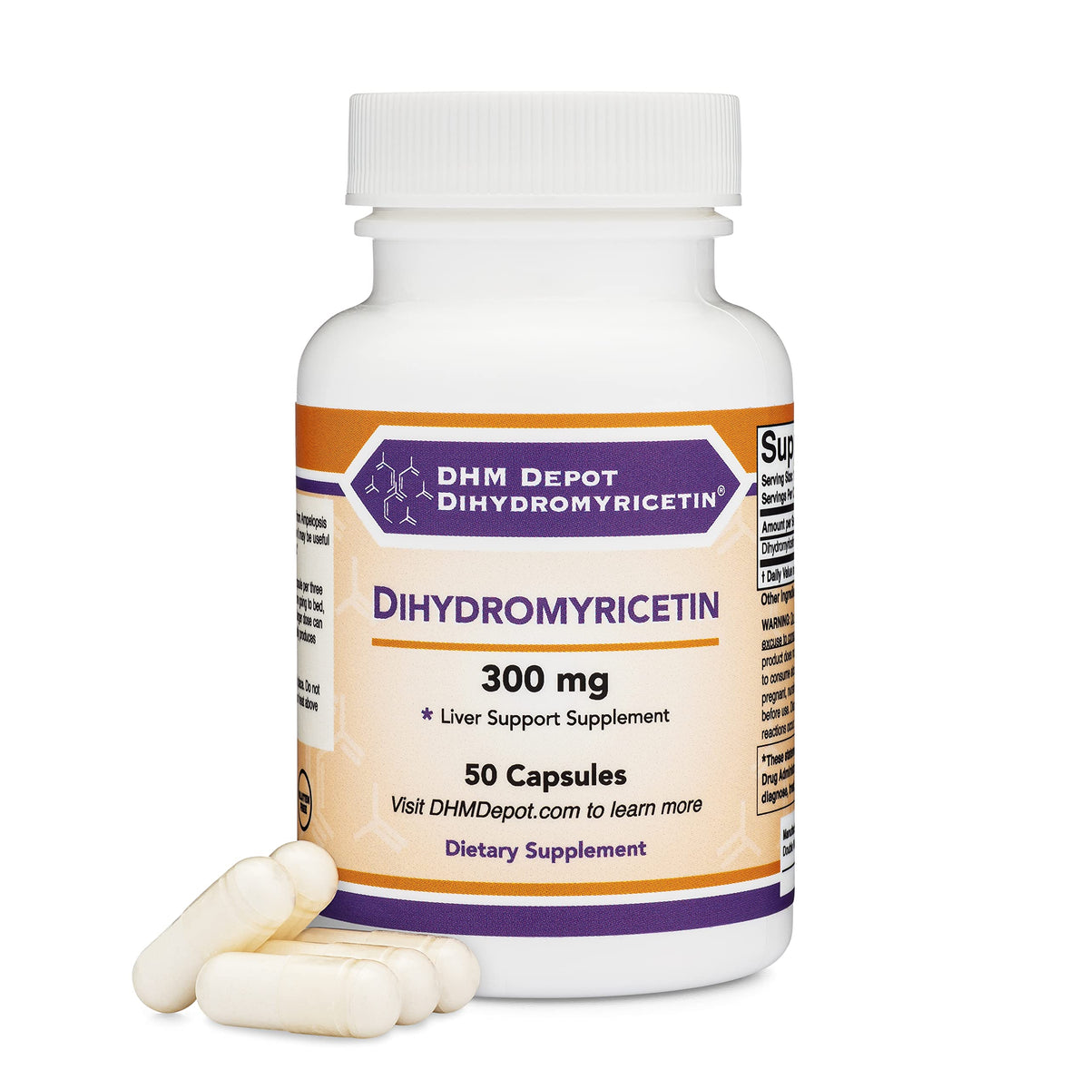Bottle of Dihydromyricetin (DHM) 50 capsules, 300mg serving size