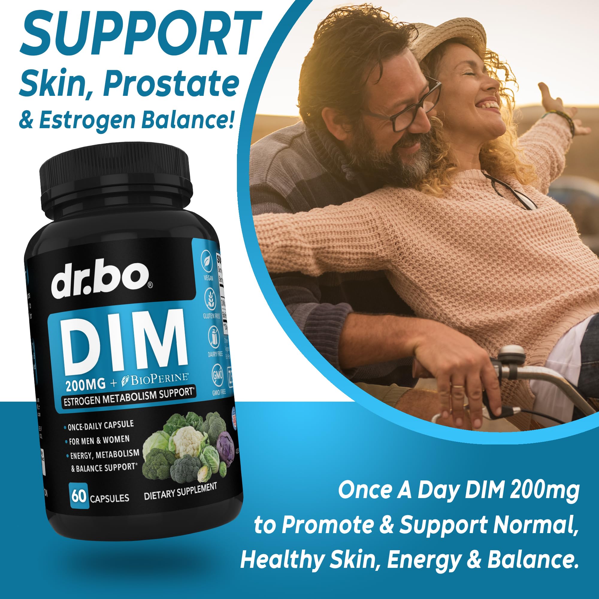 BioPerine-enhanced DIM supplement bottle label
