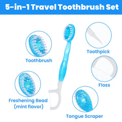 Mint toothpaste gel coating on mini toothbrush