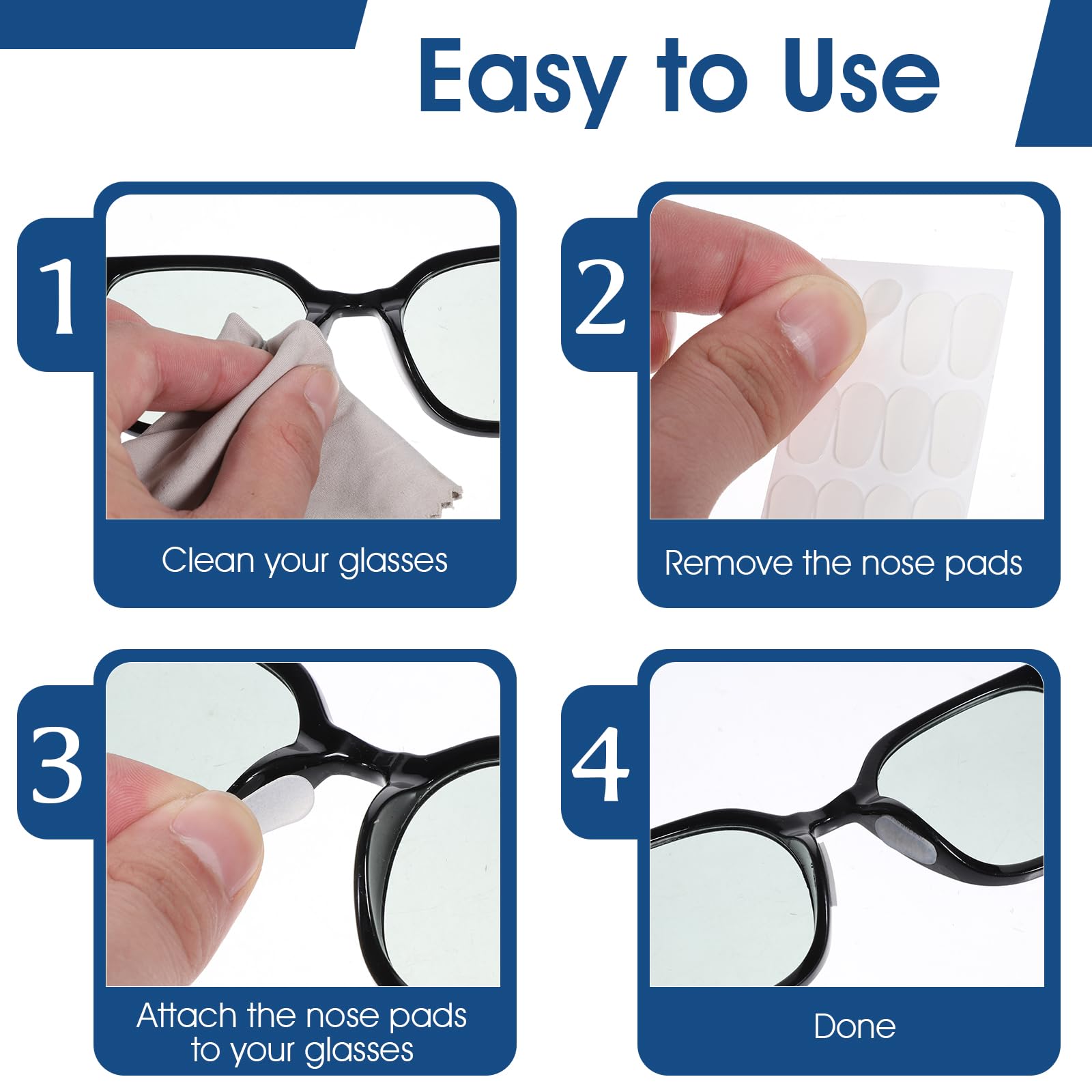 Dimensions of transparent nose pads and black holders