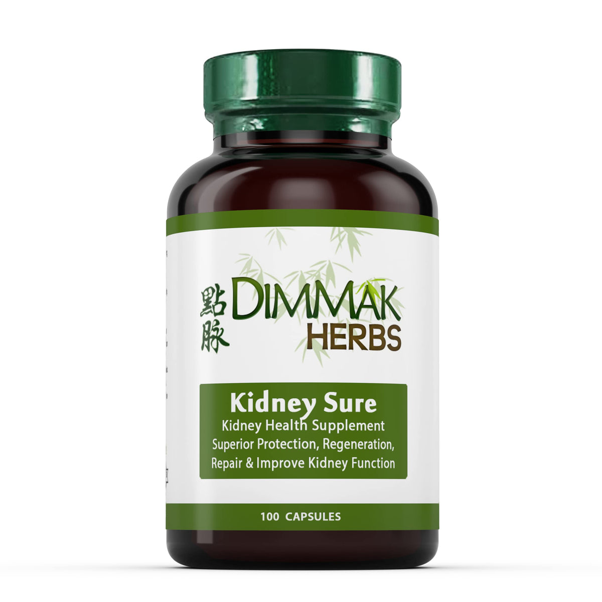 Dimmak Herbs Kidney Sure bottle with 100 capsules and label
