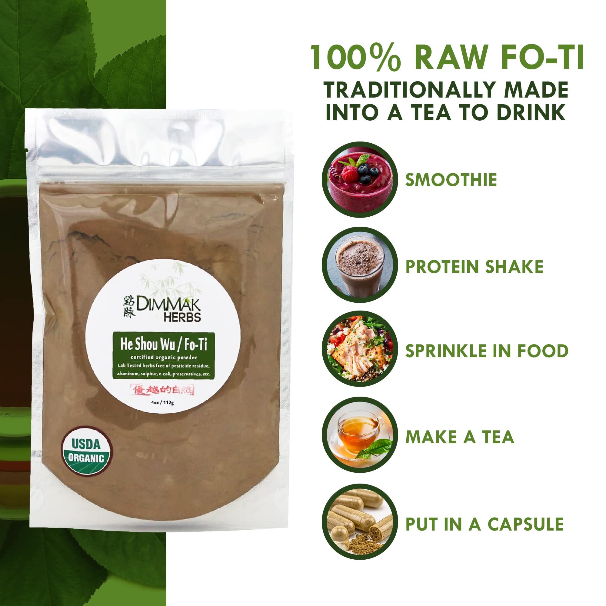 Fo Ti root powder in a smoothie