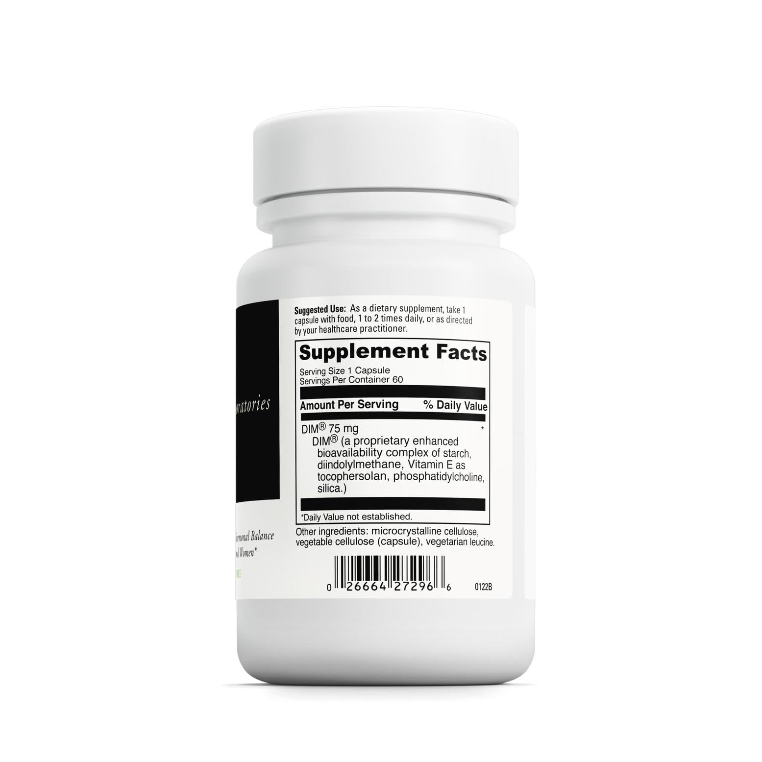 Close-up of DimPro ingredients including DIM, Vitamin E, and Phosphatidylcholine