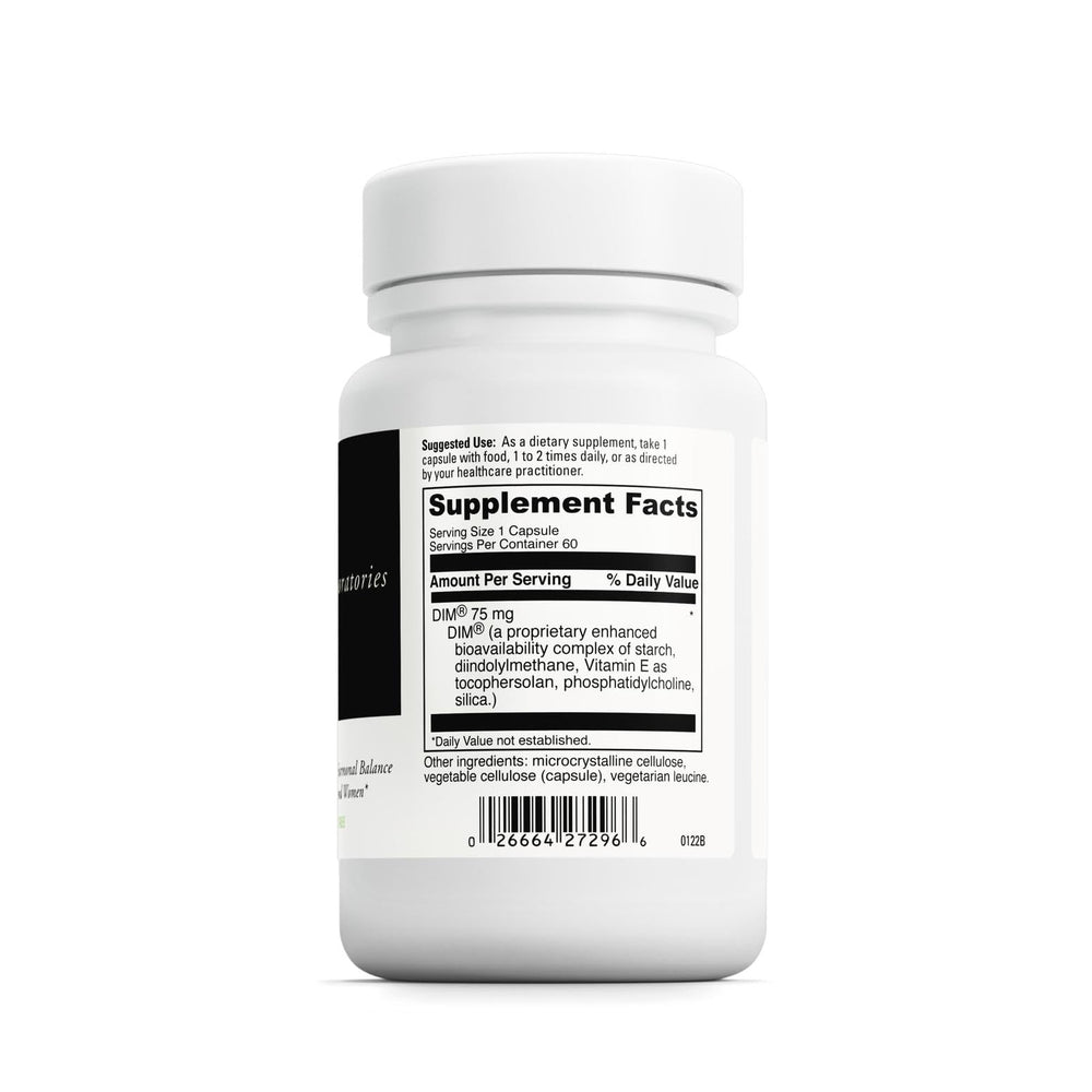 Close-up of DimPro ingredients including DIM, Vitamin E, and Phosphatidylcholine