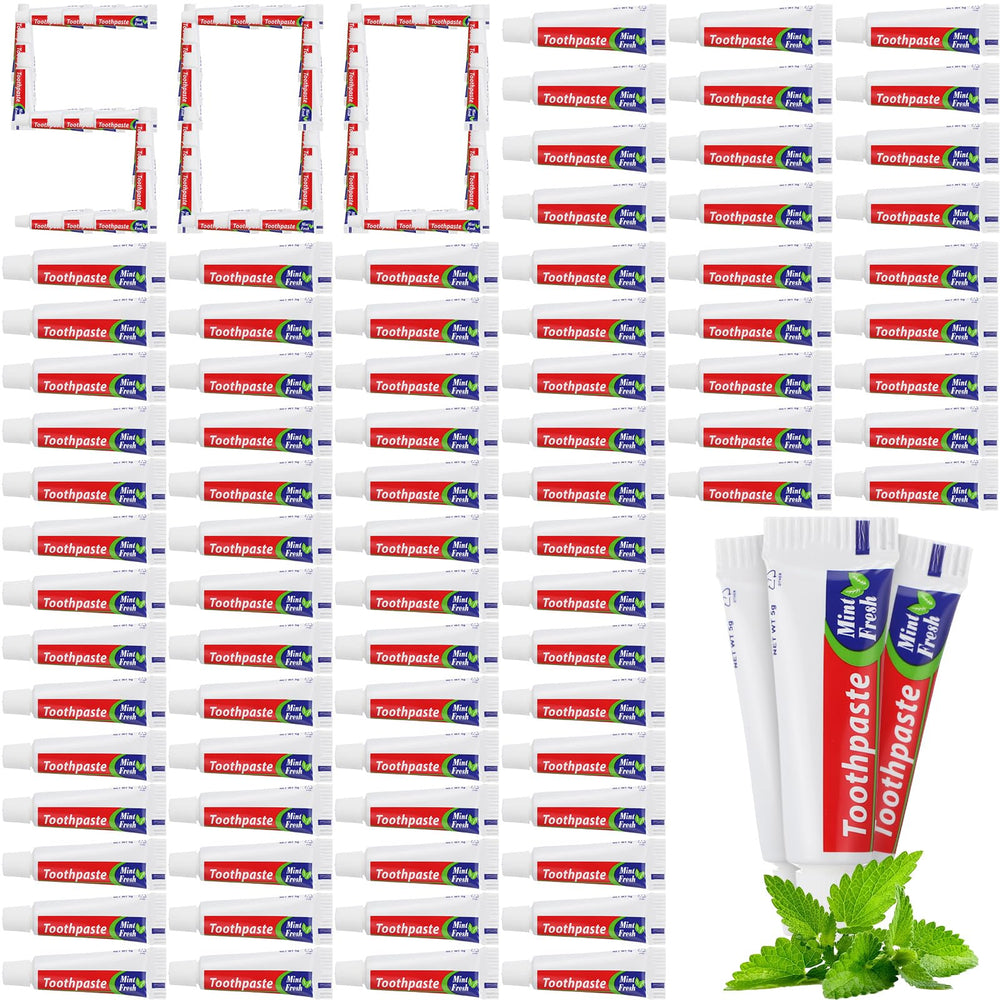 Front view of Dimsile mini toothpaste bulk 500-pack
