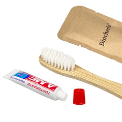 Close-up of the natural bamboo toothbrush bristles