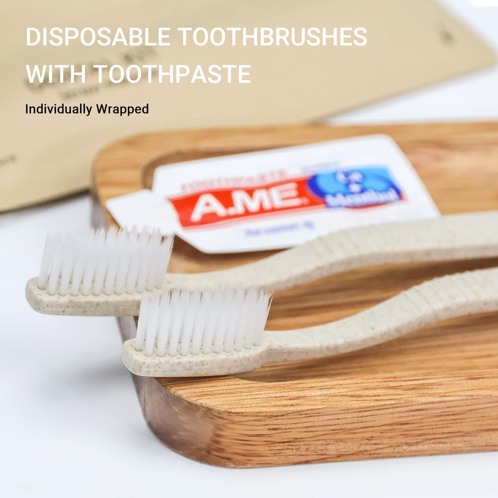 Toothbrushes with toothpaste in travel pack