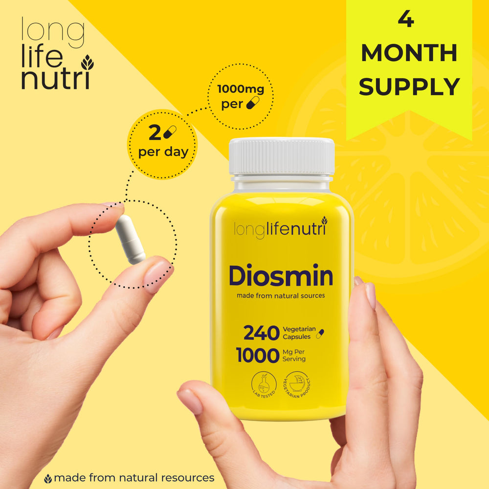 Diosmin 1000mg advanced formula 4-month supply bottle