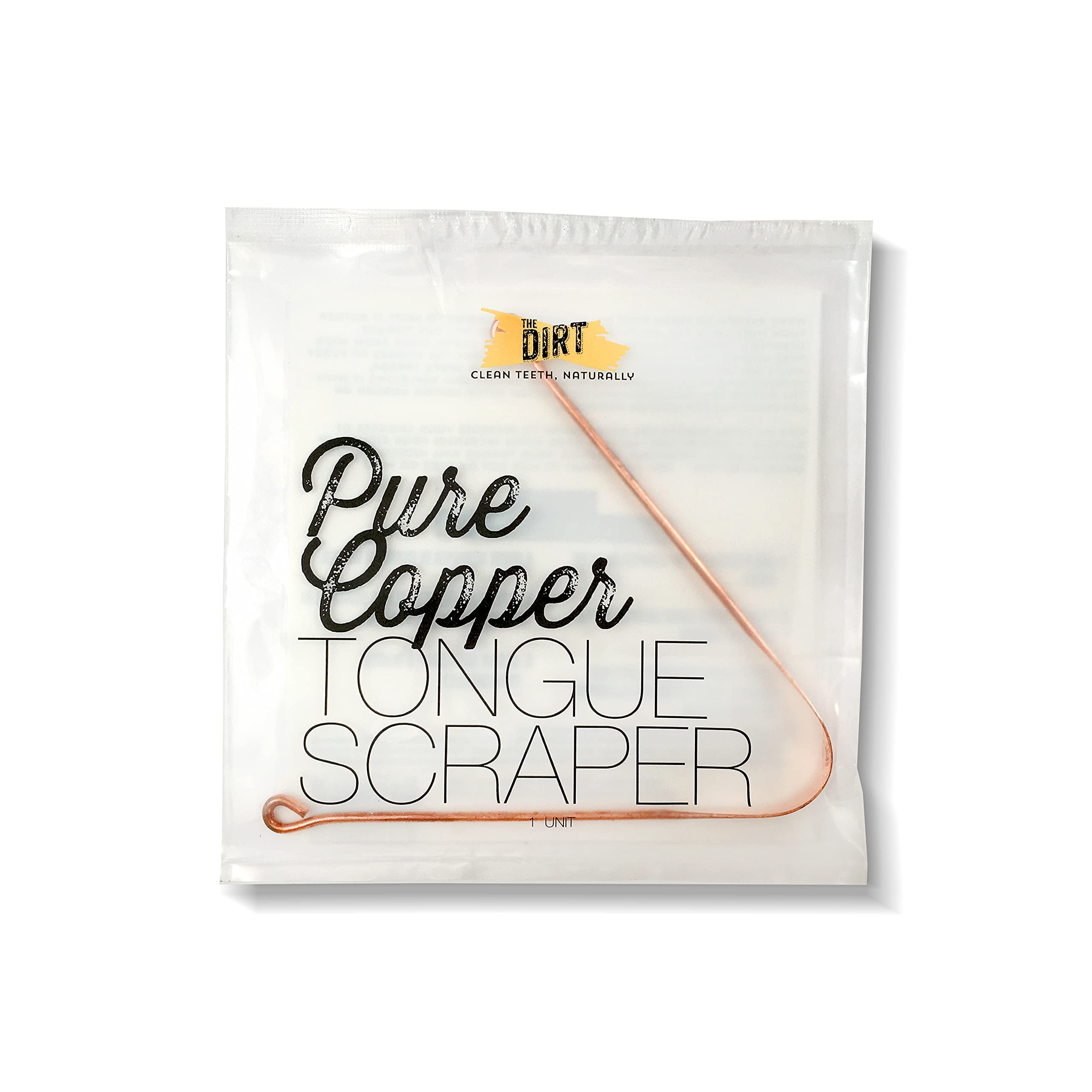 The Dirt Tongue Scraper - pure copper tongue cleaner with ergonomic handle