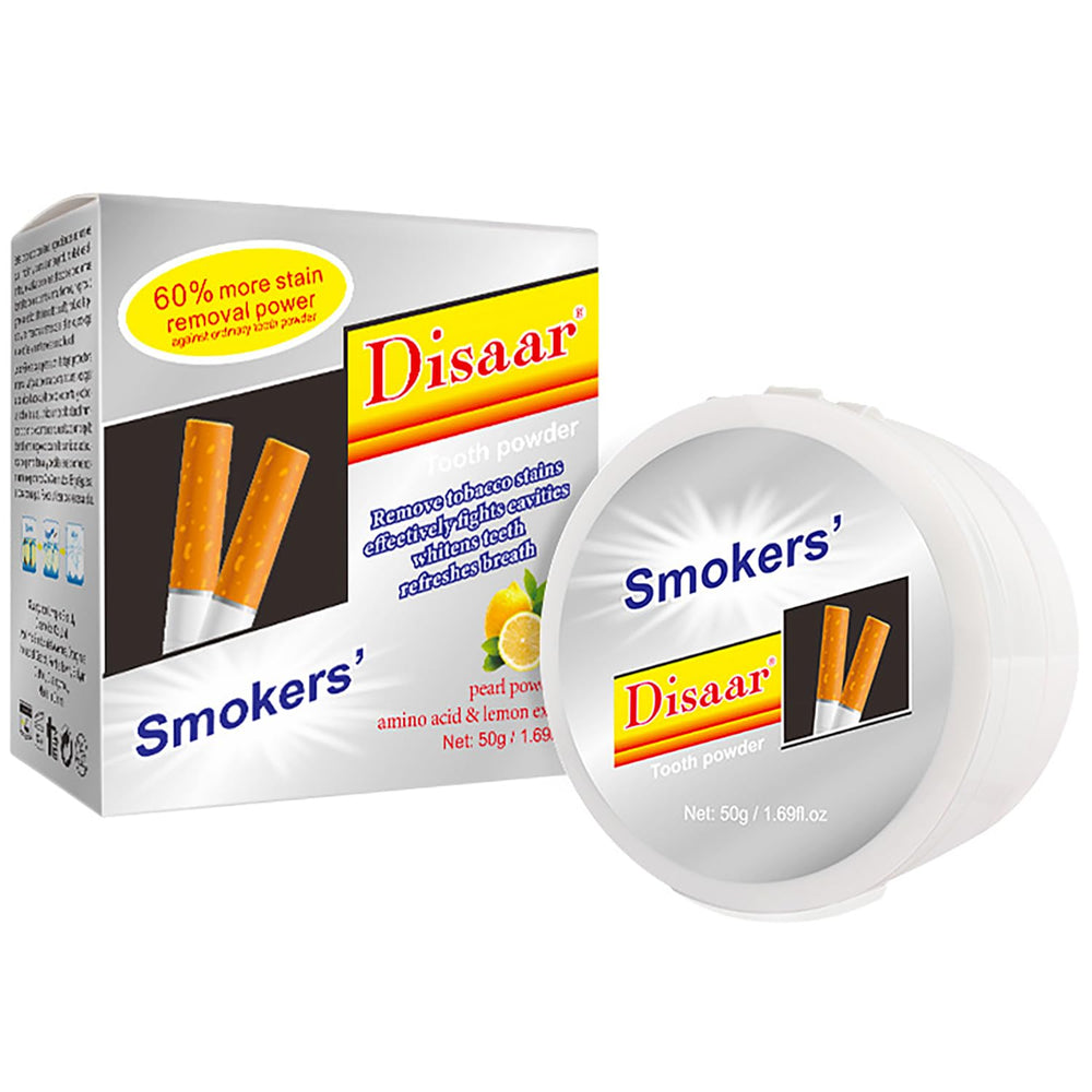 Front view of DISAAR BEAUTY Smokers Tooth Powder 50g