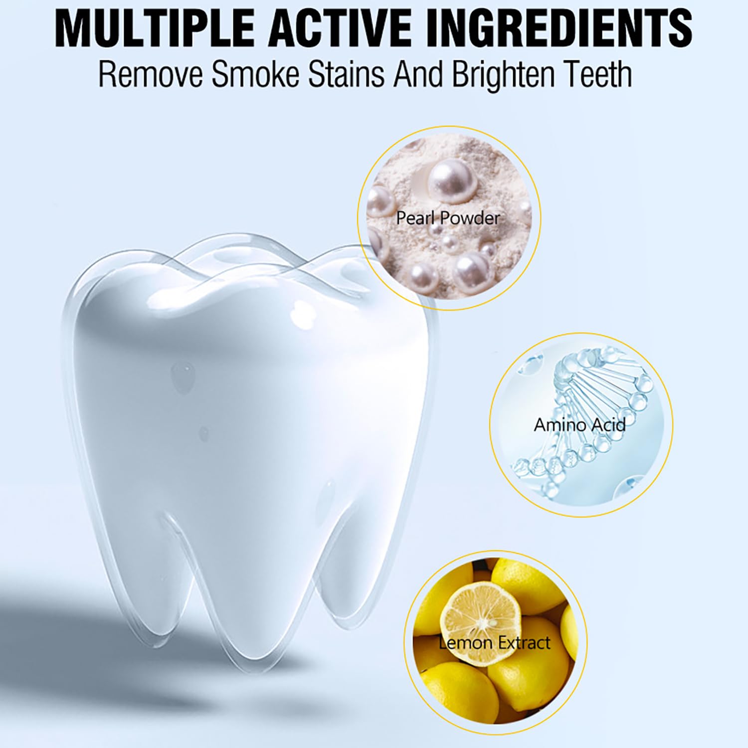Tooth powder demonstrating deep cleaning and whitening