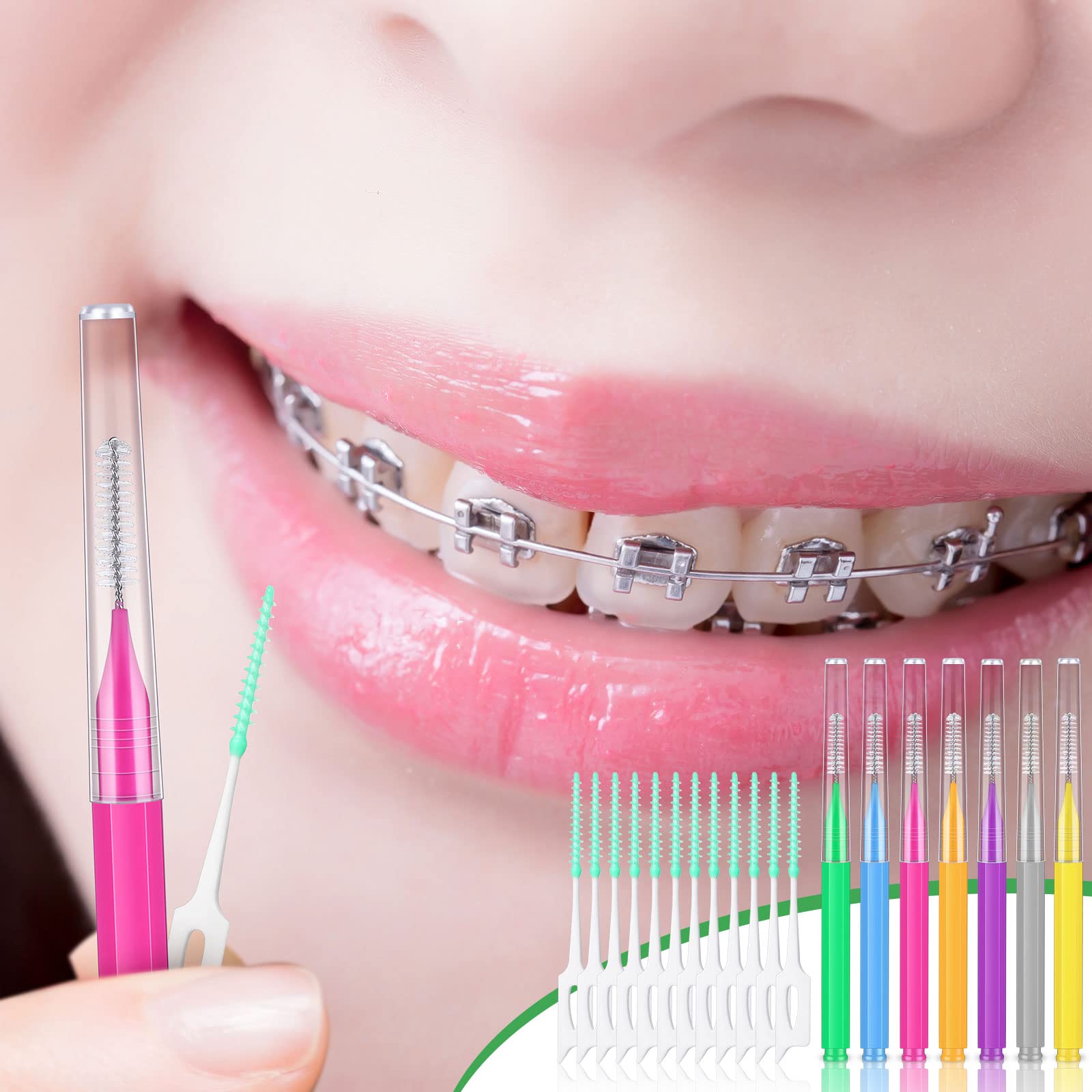 Disposable dental picks and floss tools for braces and oral hygiene