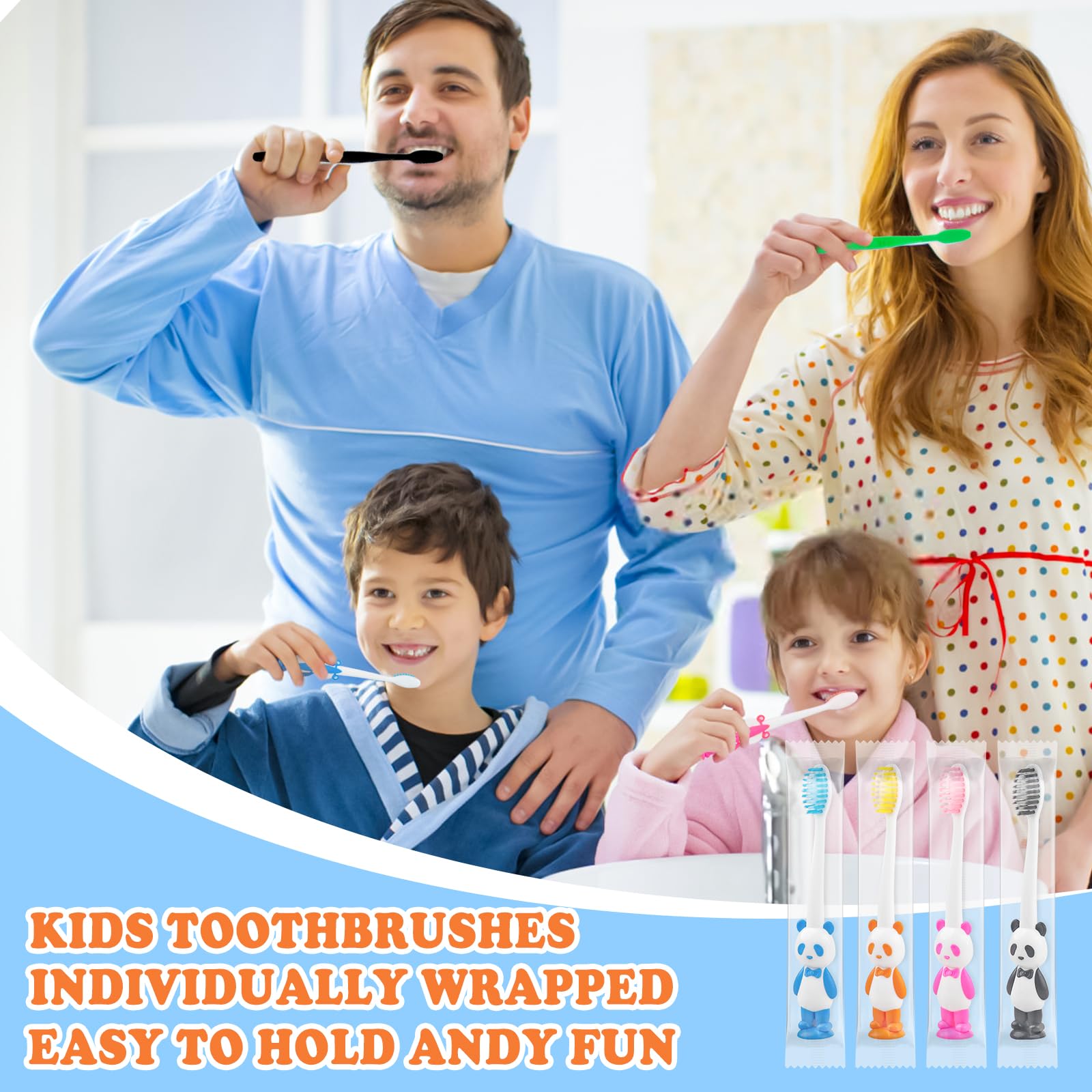 Individually wrapped toddler toothbrushes with bright colors