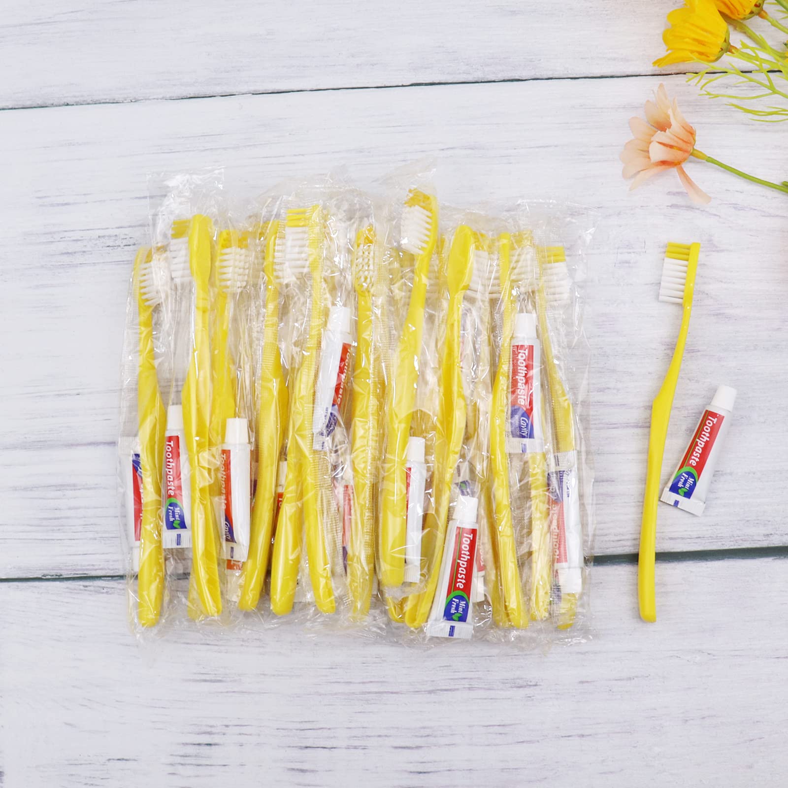 Bulk pack of 150 disposable toothbrushes with toothpaste, individually wrapped