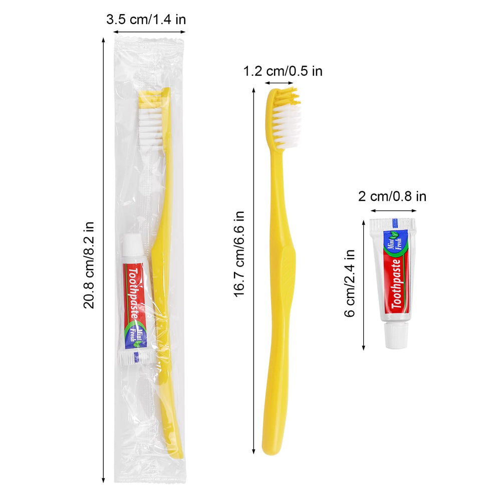 Mini toothpaste included with each disposable toothbrush kit