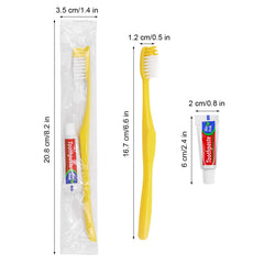 Mini toothpaste included with each disposable toothbrush kit