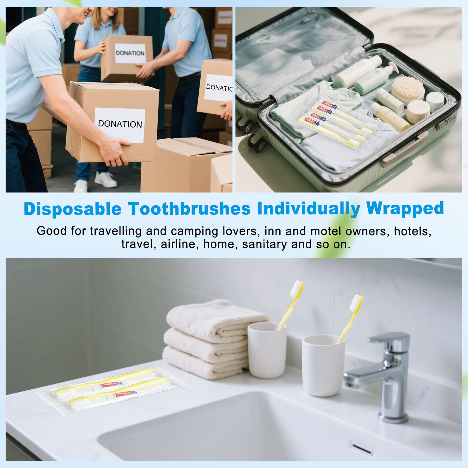 Each kit contains 0.17 oz toothpaste and disposable toothbrush