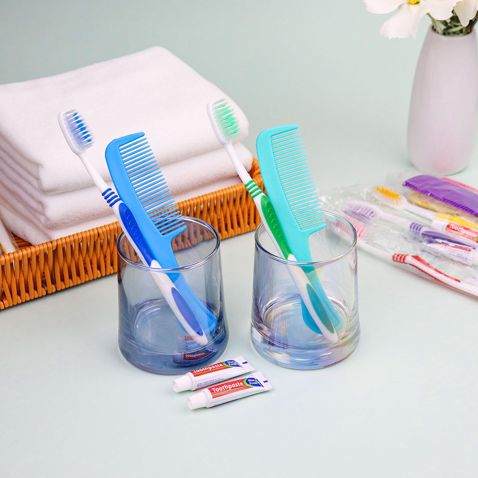 Travel toothbrushes with 10g toothpaste in compact packs