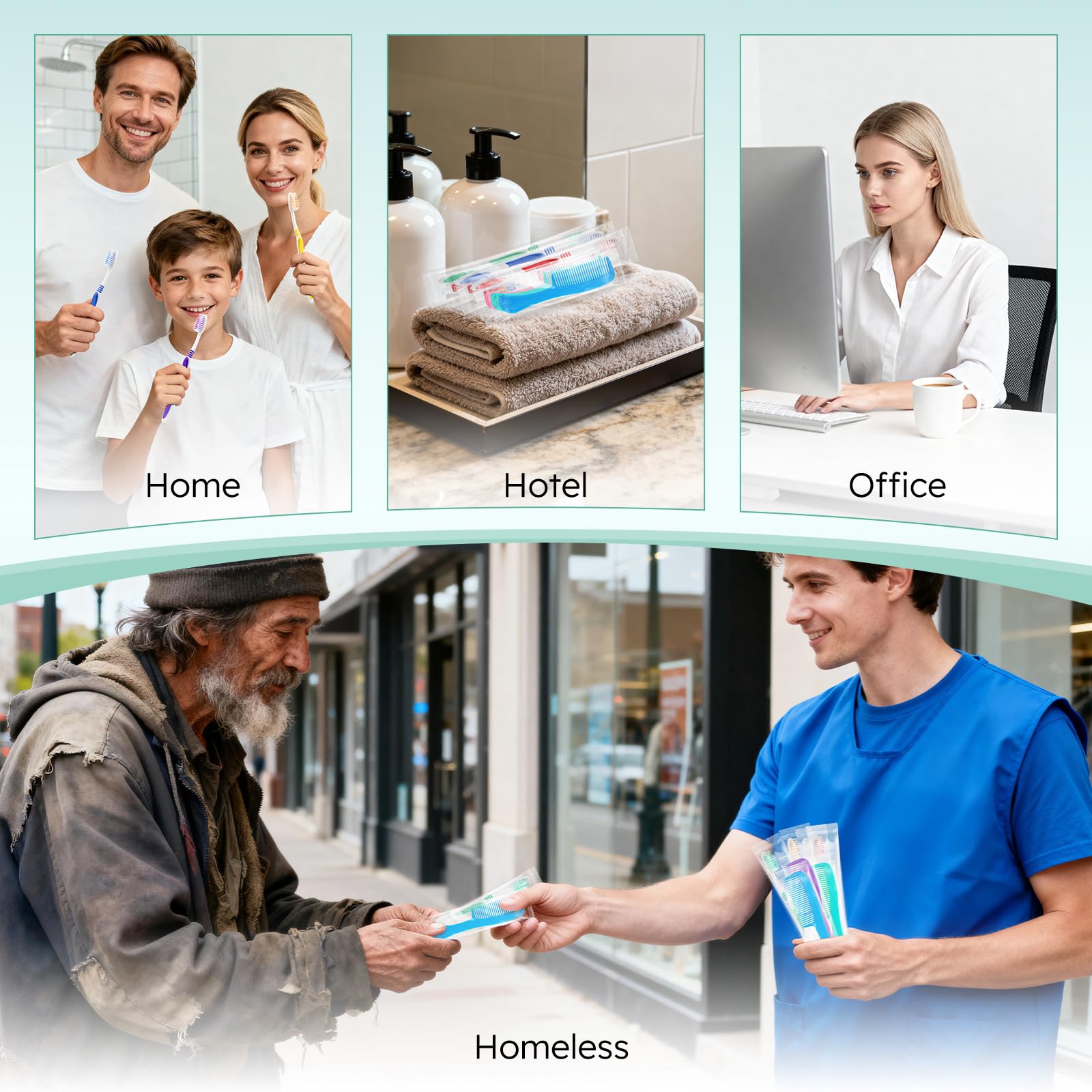 Compact 3-in-1 travel hygiene kit layout