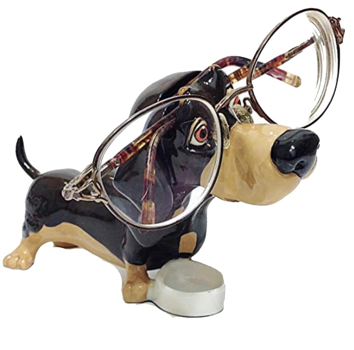 Front view of Distinctive Designs dachshund eyeglass holder stand
