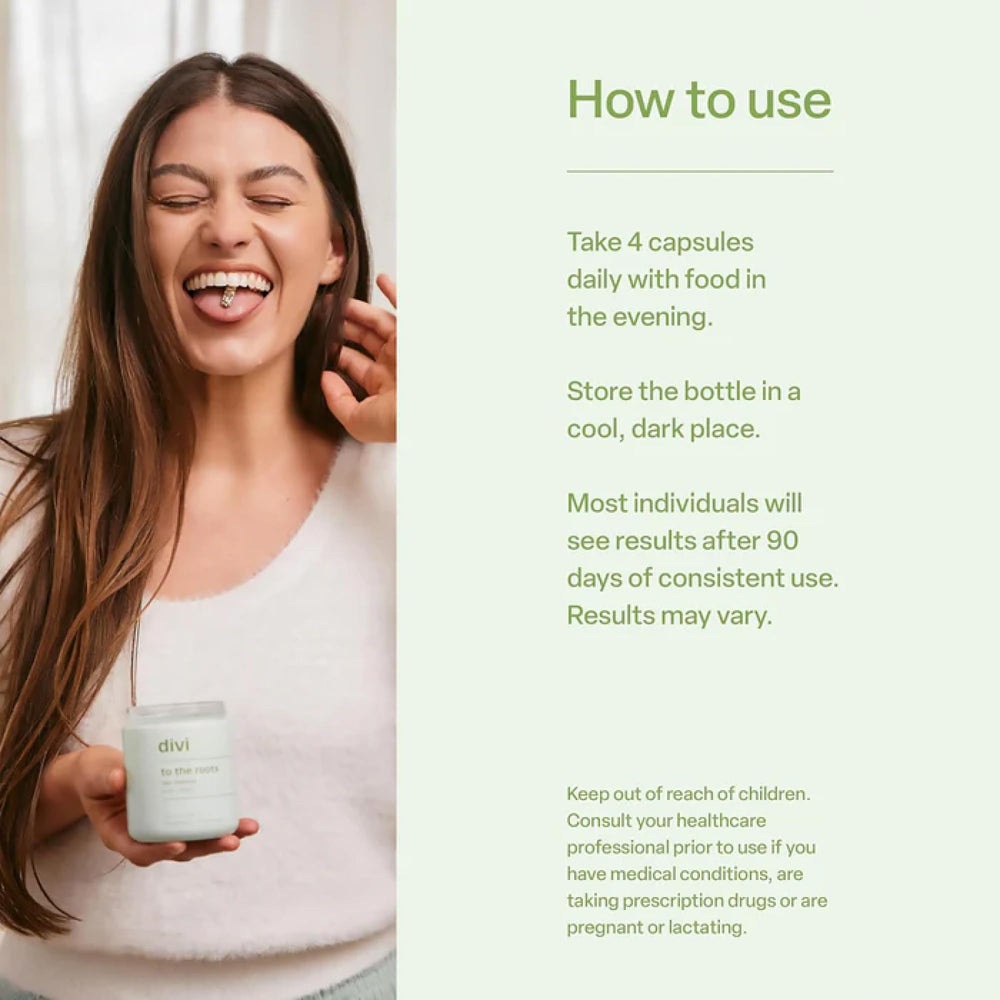 Divi Hair Vitamins packaging and box on white background