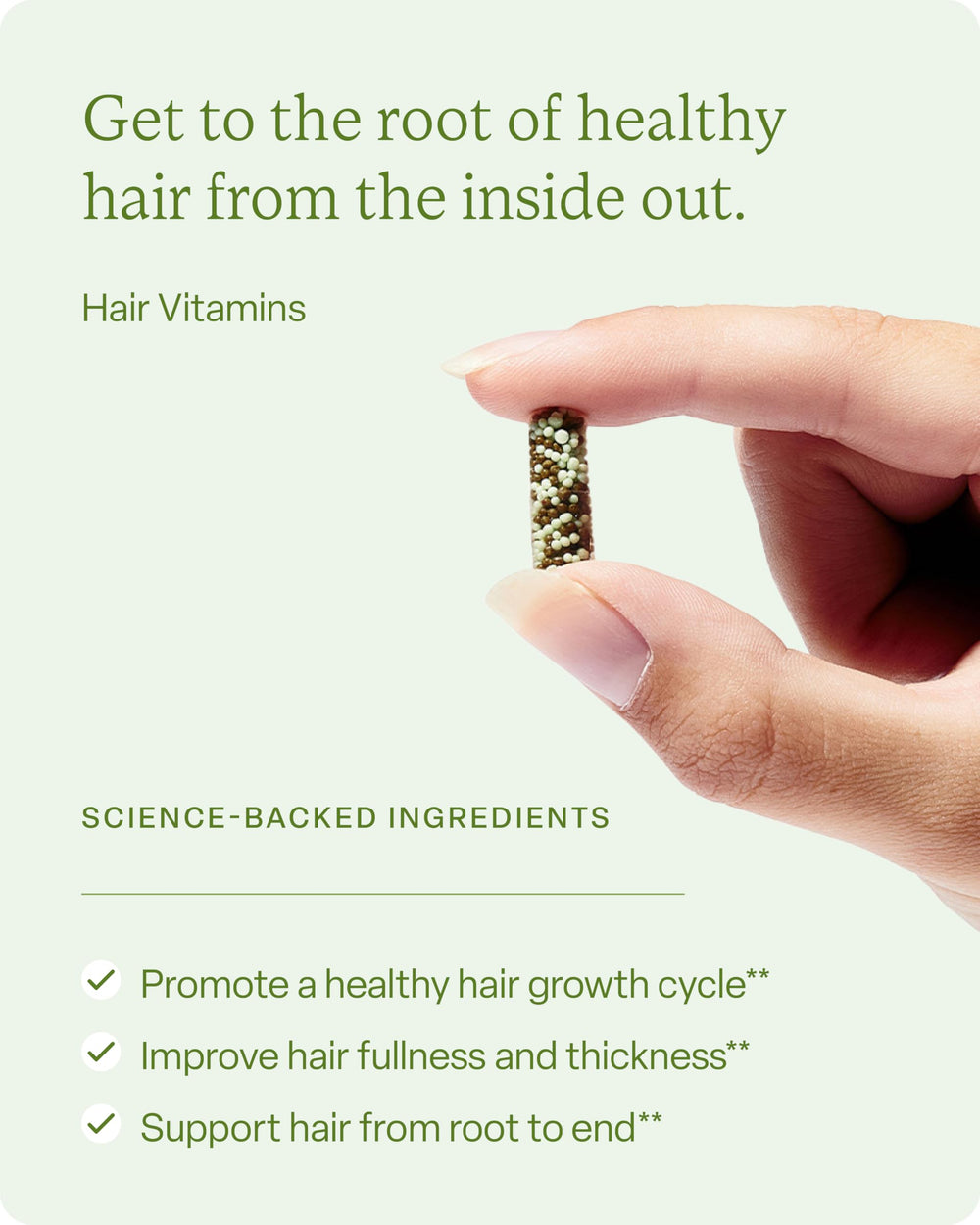 Close-up of ingredient panel for Divi Hair Vitamins.