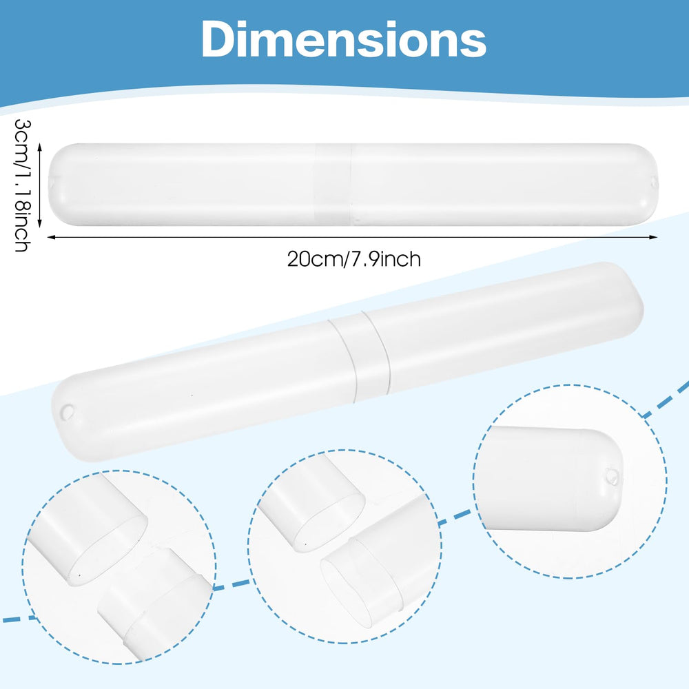 Portable toothbrush case measuring 20 x 3 cm