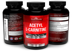 Bottle packaging for Divine Bounty Acetyl L-Carnitine 120 vegetarian capsules