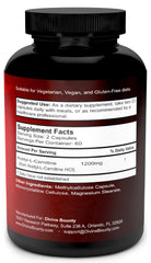 Two Divine Bounty Acetyl L-Carnitine capsules per serving