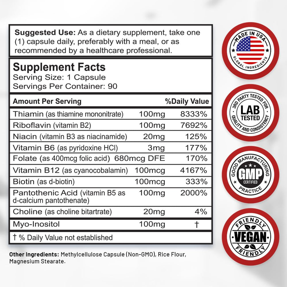Close-up of Divine Bounty B-Complex label