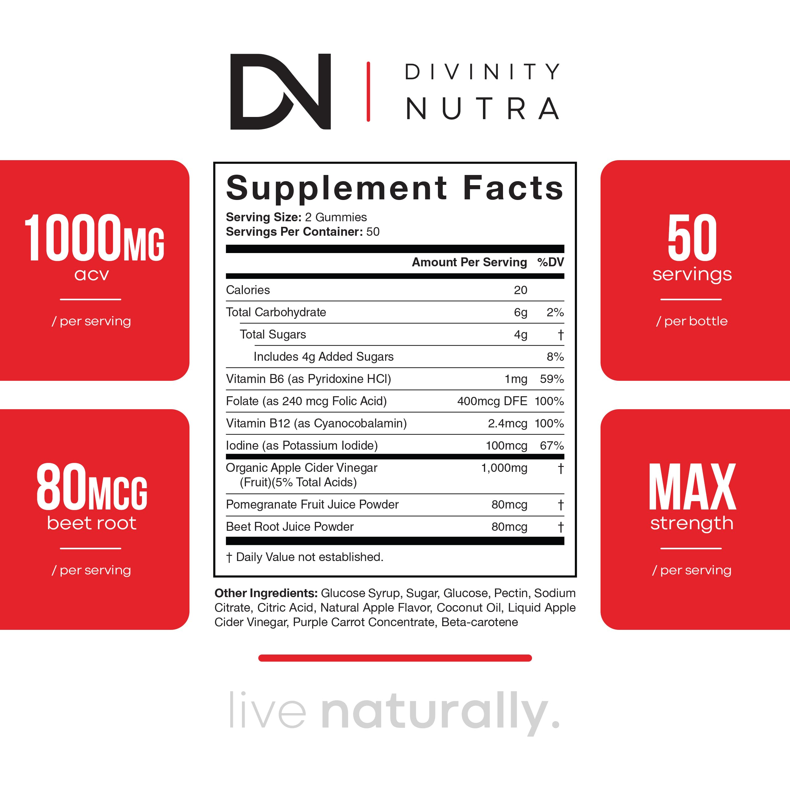 Divinity Nutra gummy texture close-up emphasizes a chewy daily ritual.