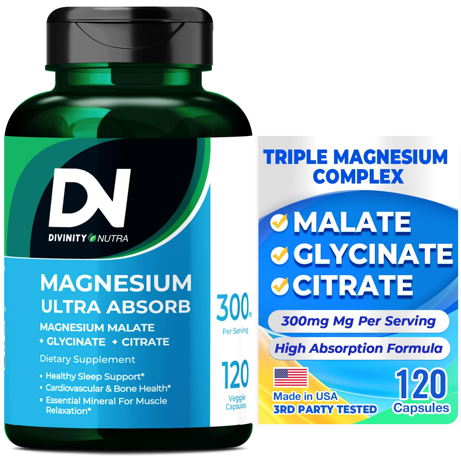 Divinity Nutra Triple Magnesium Complex bottle and label