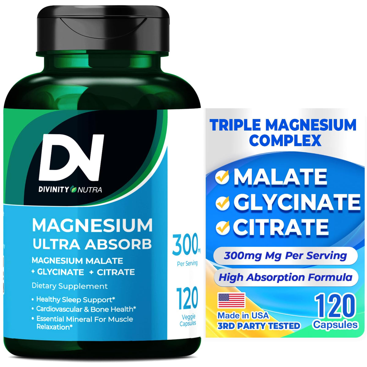 Divinity Nutra Triple Magnesium Complex bottle and label