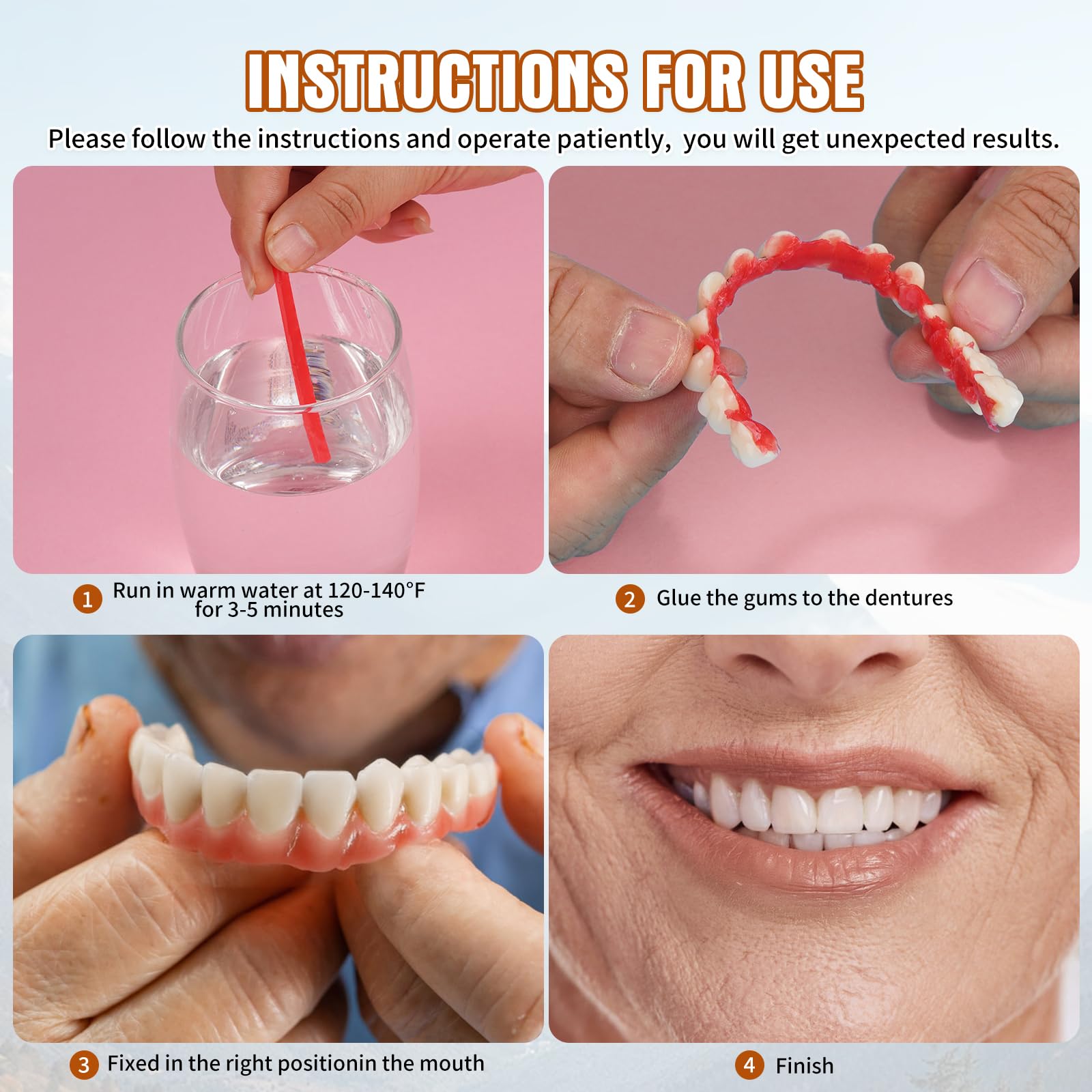 All-in-one at-home denture kit with instruction manual