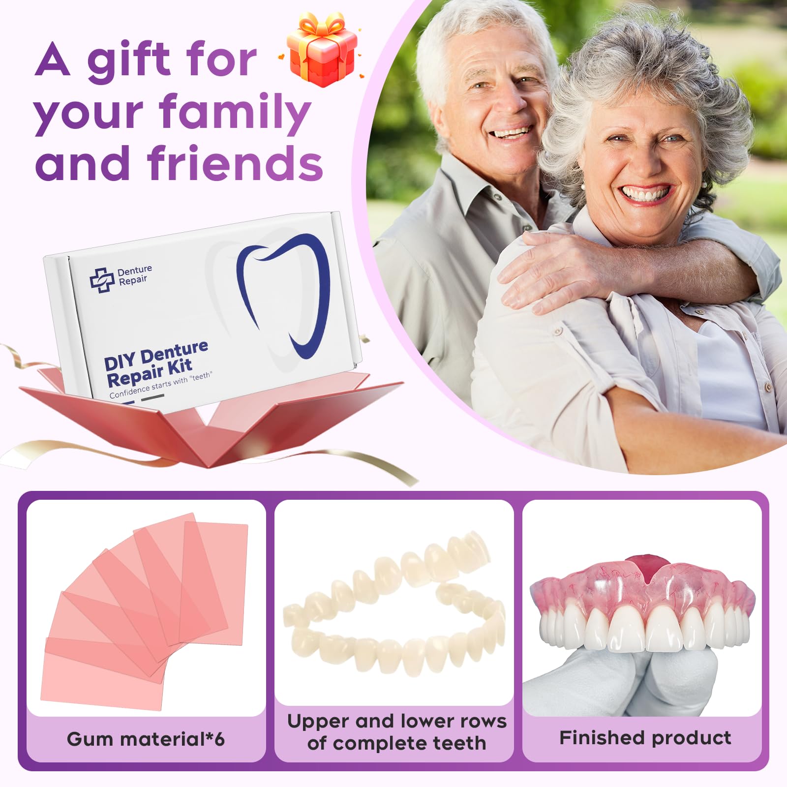 Temporary teeth replacement kit for a natural-looking smile