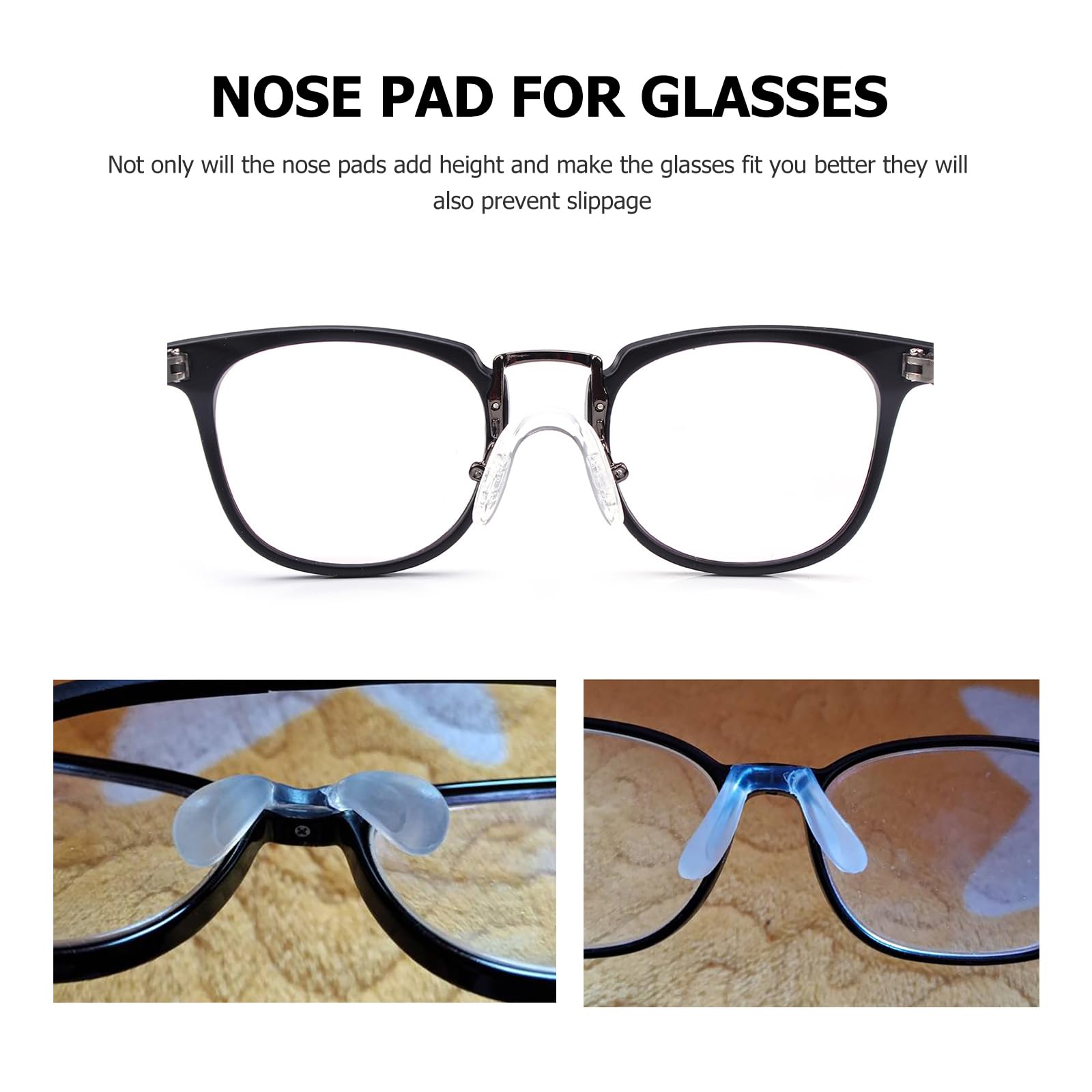 Three-piece eyeglass bridge pad kit designed for rimless frames - image 3