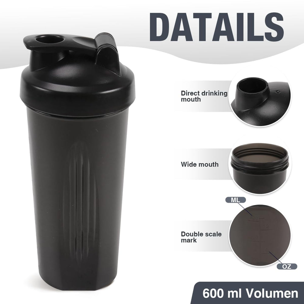 Wide mouth with dual-scale markings in ounces and milliliters