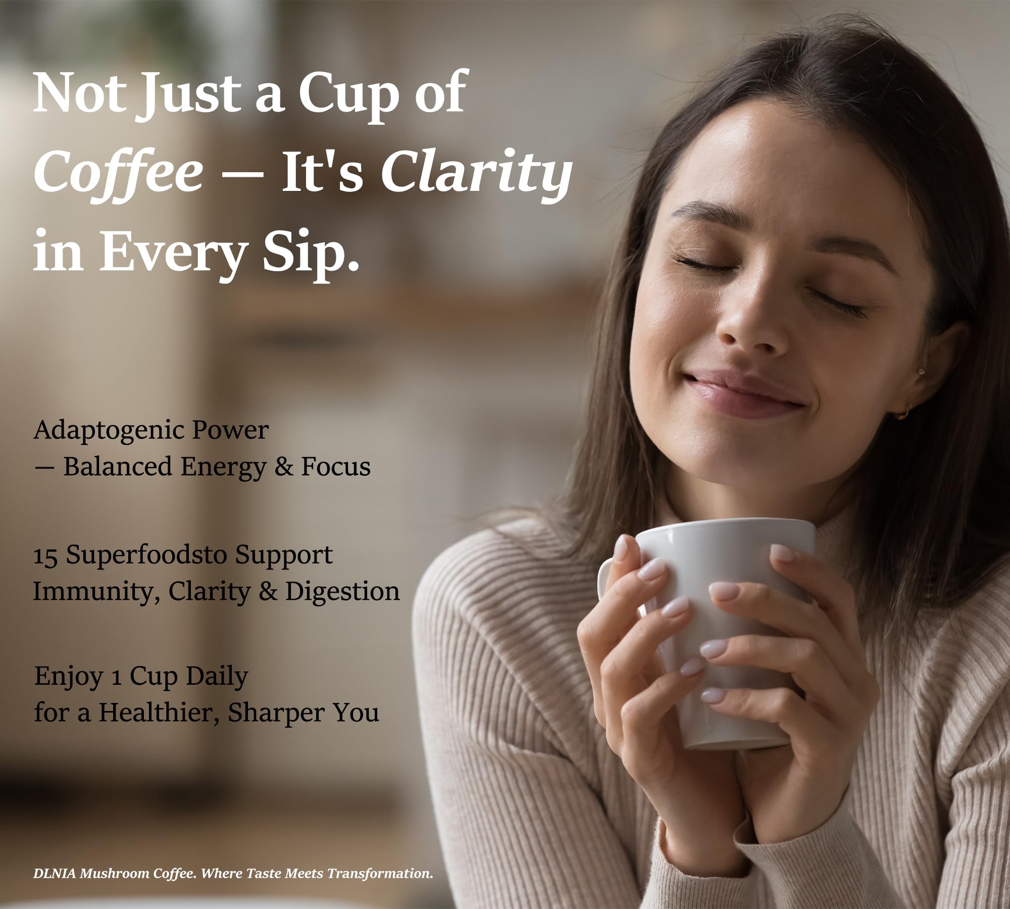 Label highlighting 12 adaptogenic mushrooms