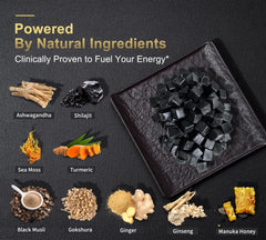 Close-up of ingredients on DLNIA Shilajit Gummies label
