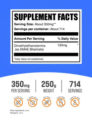 DMAE Bitartrate powder 350mg unflavored 250g serving information