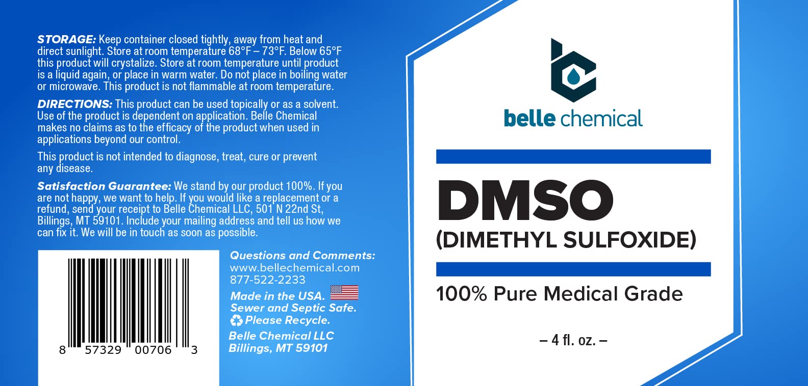 DMSO 4 oz bottle label detail