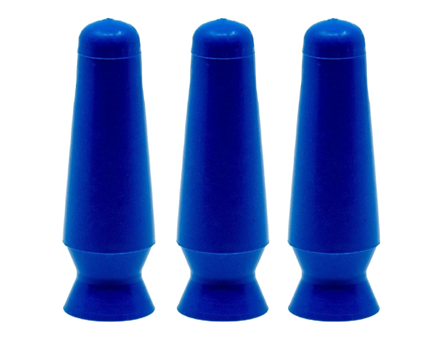 Front view of DMV Scleral Cup Large in cobalt blue with 3-pack packaging