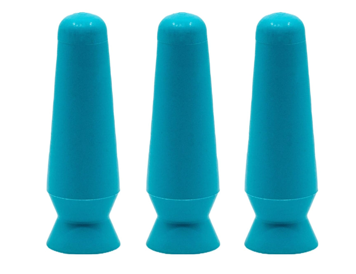 Three DMV Scleral Cup ventless large contact lens handlers in light blue