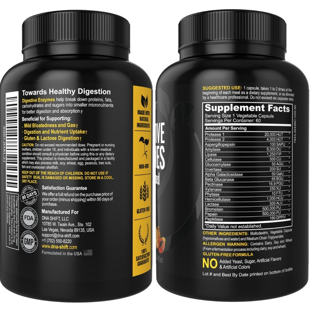 Close-up of DNA SHIFT Digestive Enzymes capsules