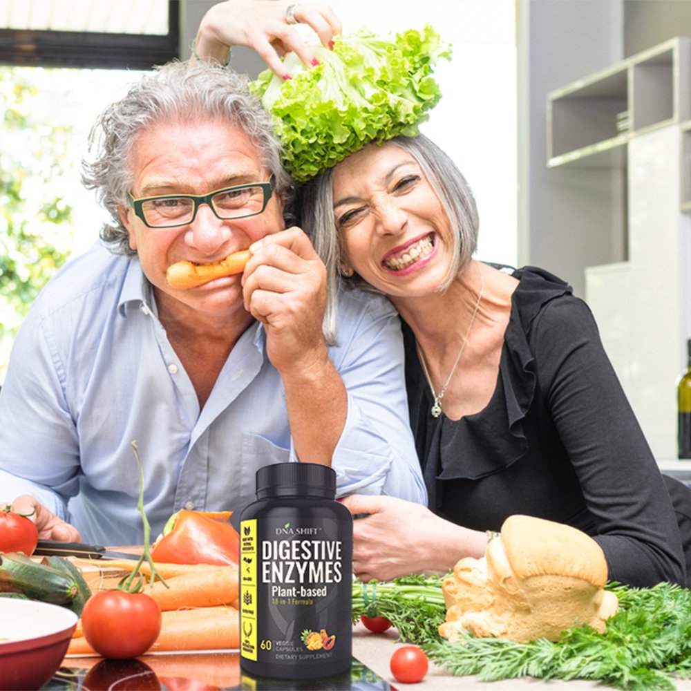 Concept image of probiotics and digestive enzymes working together